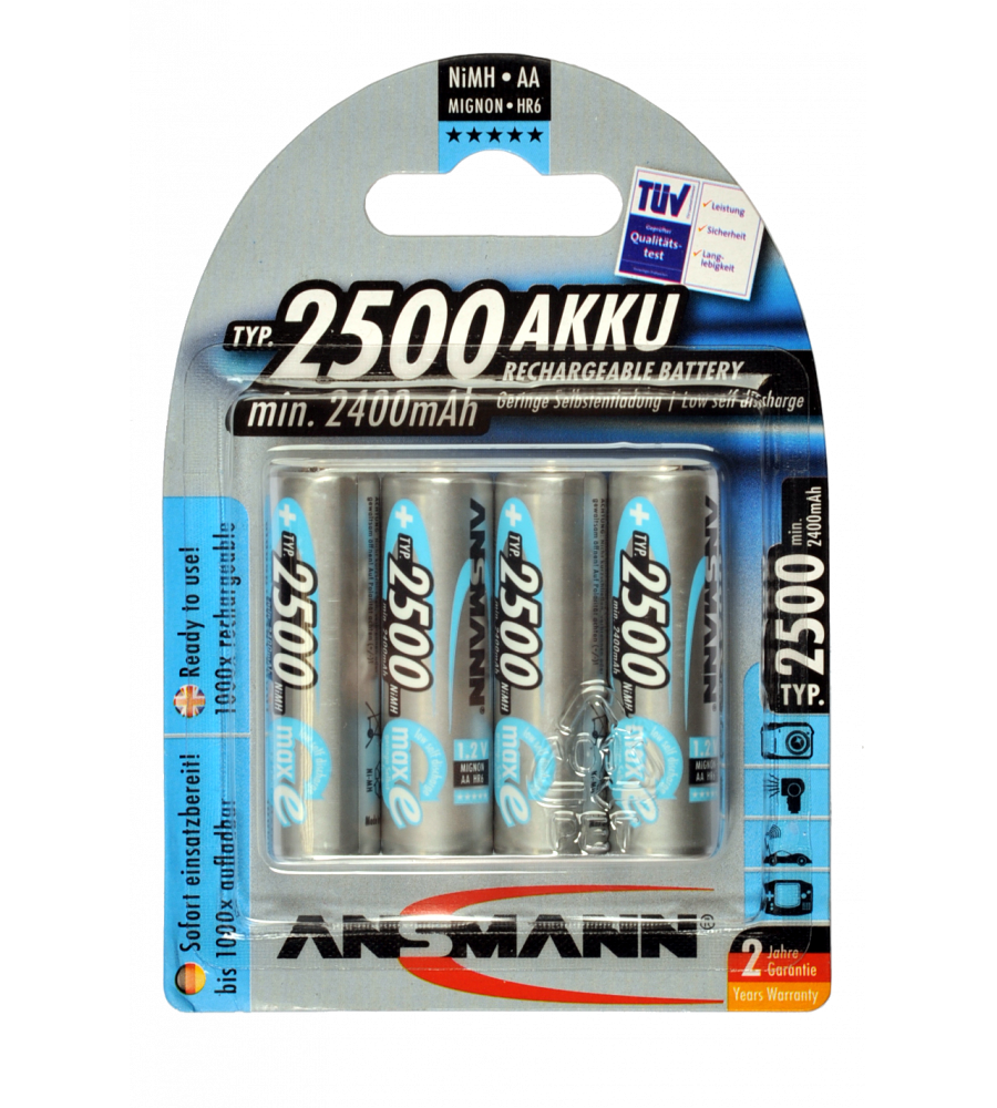 Aufladbare Akkus AA / 2500mAh NiMH - 4Stk