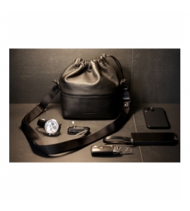 ACAM-CPL210 Camera Pouch Leather & Fabric - Black (L)