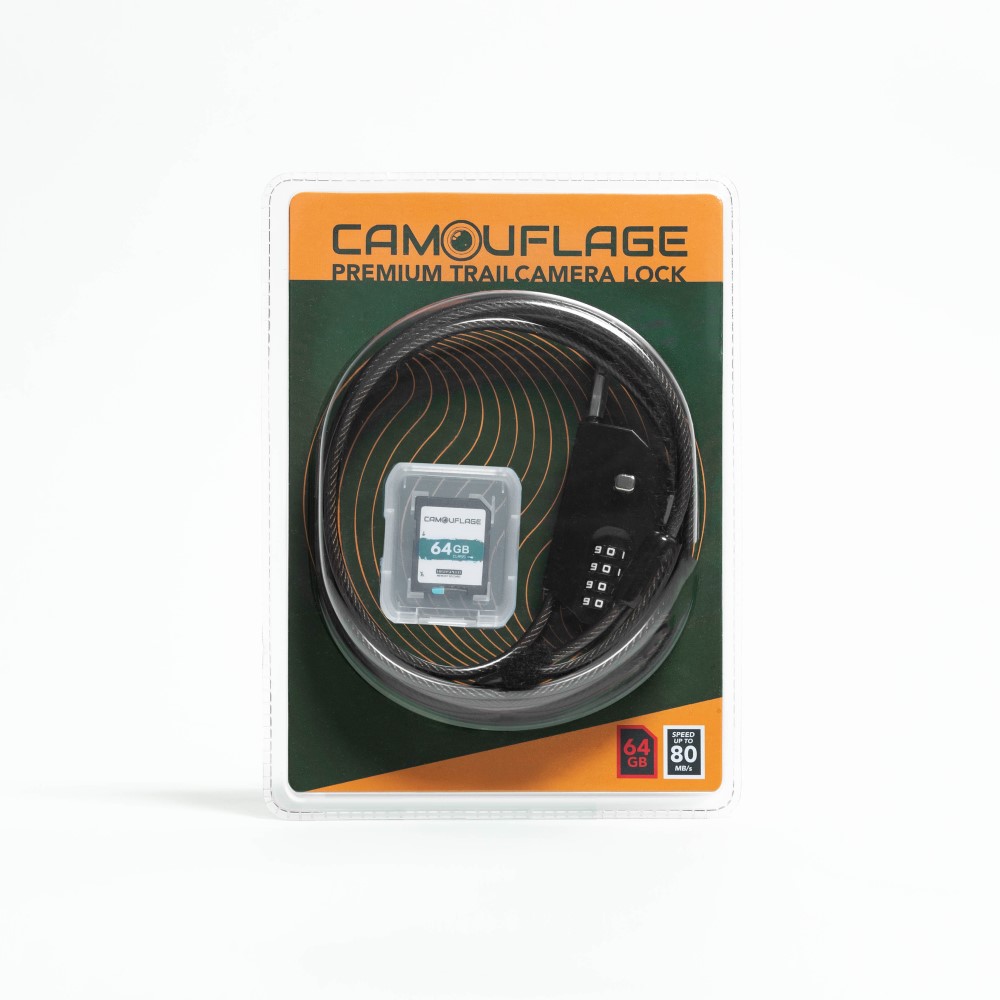 Camouflage Trailcamera Lock + SD card combination set