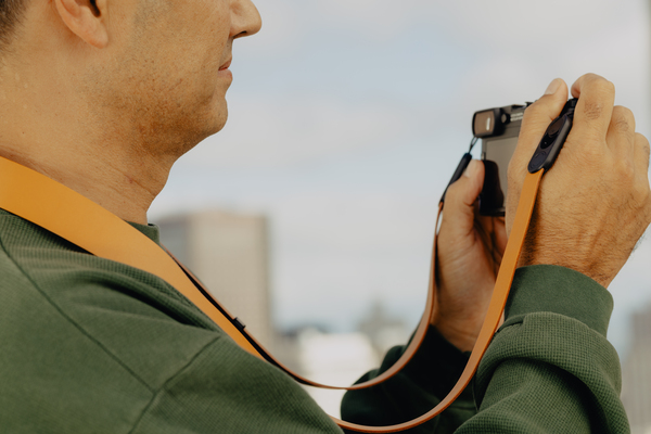 Leather Camera Strap Long - Amber