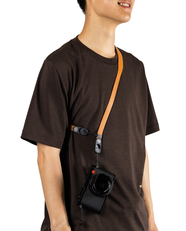 Leather Camera Strap Short - Amber