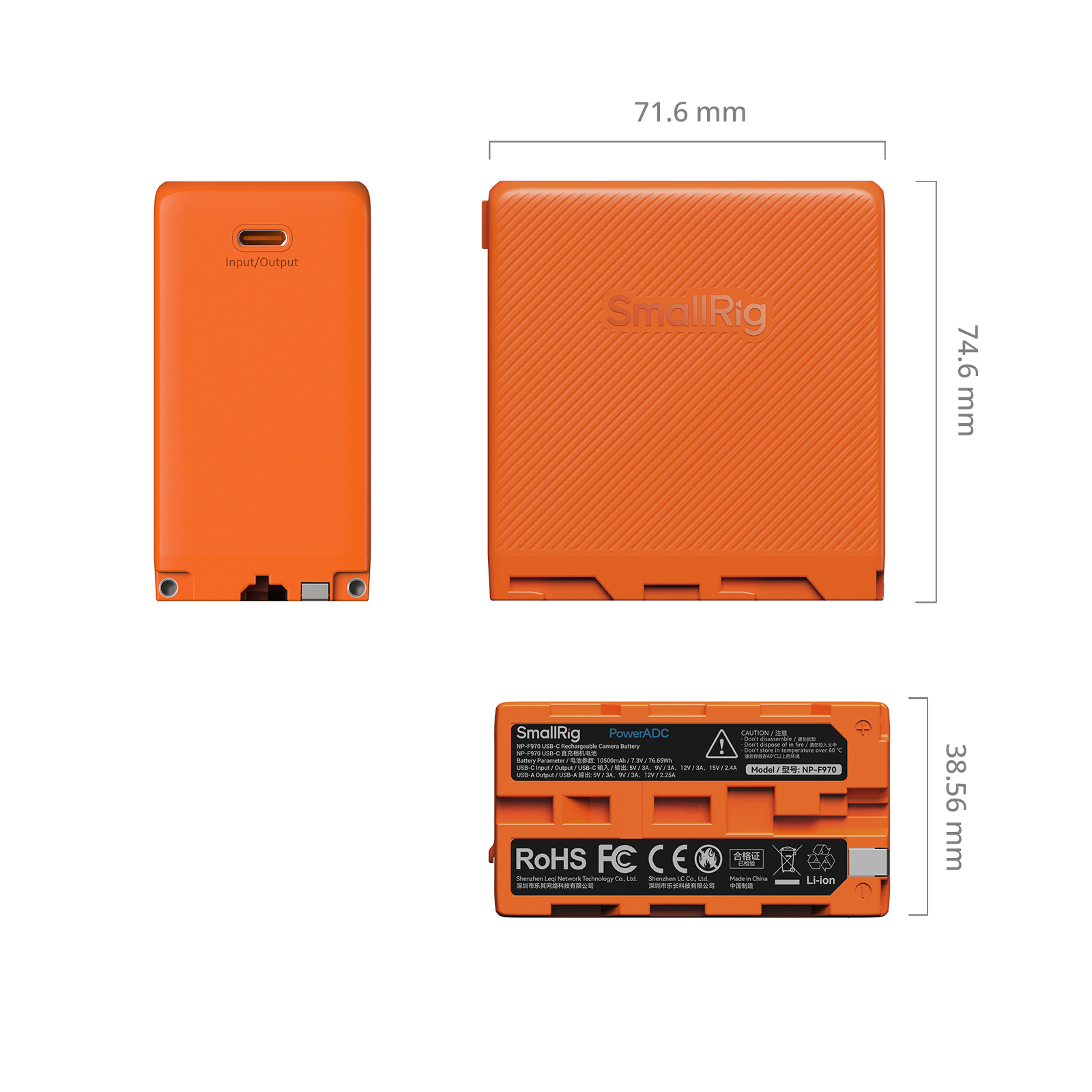 NP-F970 USB-C Rechargeable Camera Battery - Orange 4576