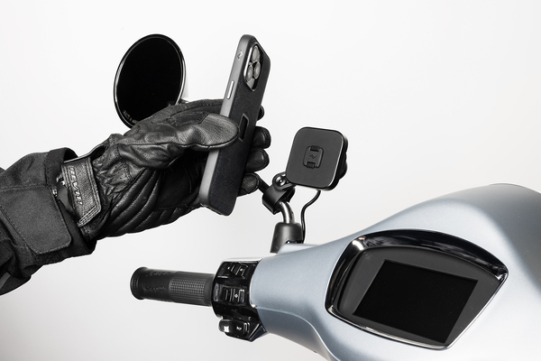Motorcycle Charging Mirror Mount - Black