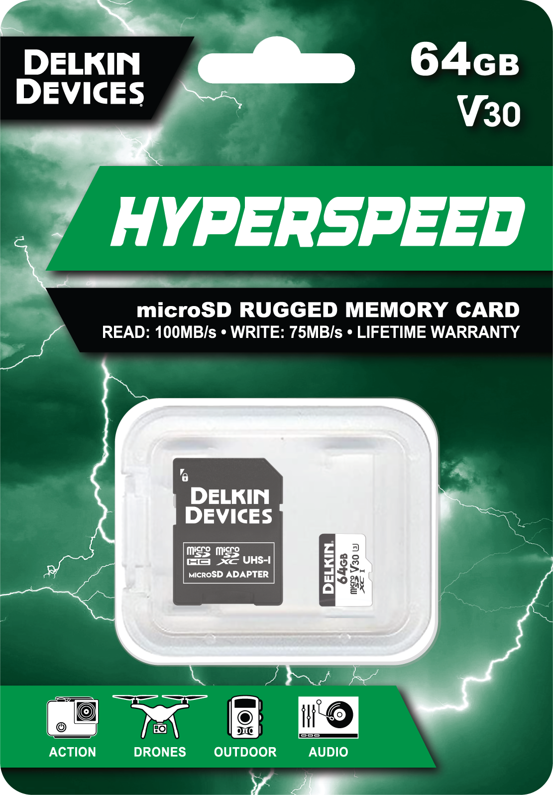 HYPERSPEED UHS-I (V30) microSD 64GB R:100MB/s W:75MB/s