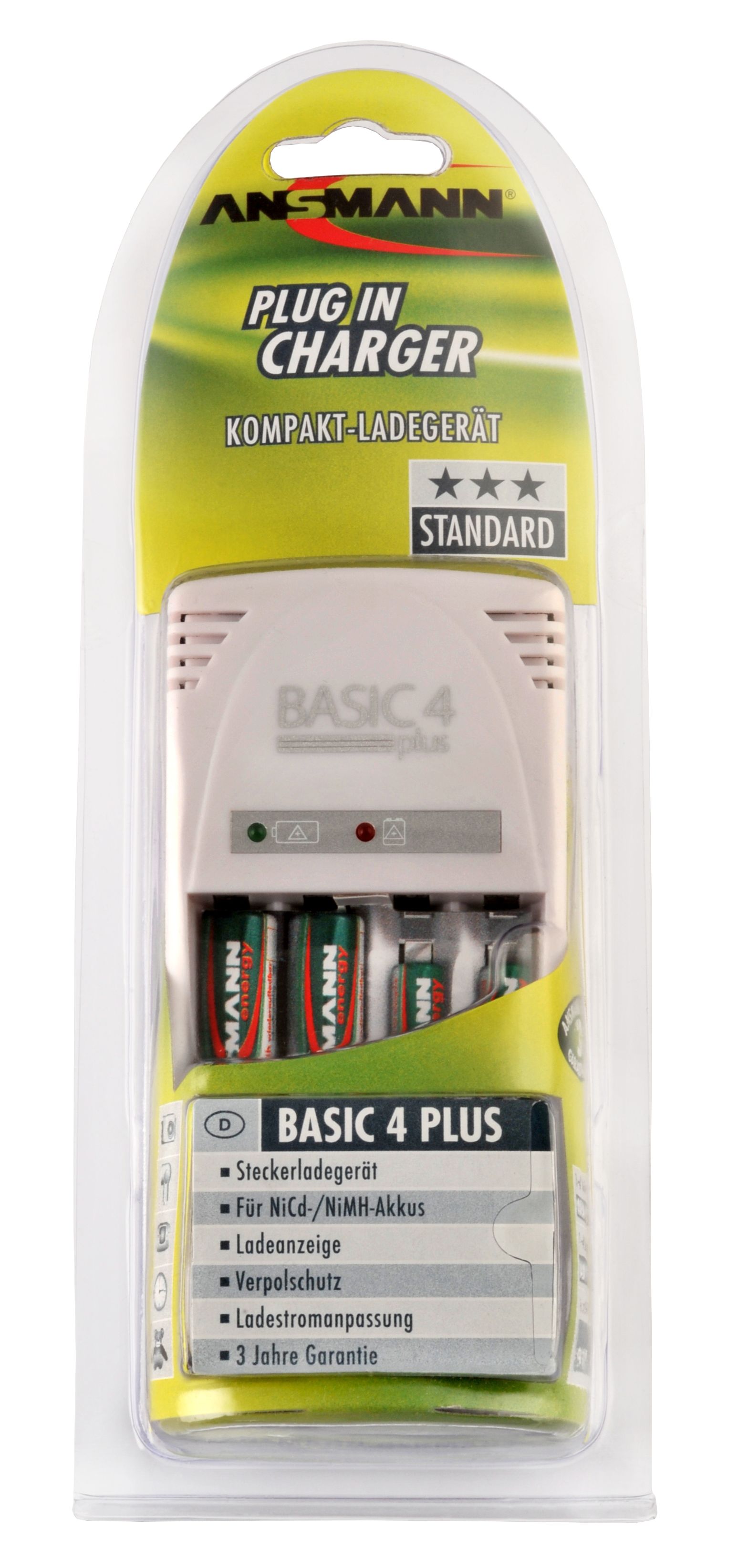 Ladegerät Basic 4 für AA aufladbare Akkus zu DTC Kameras