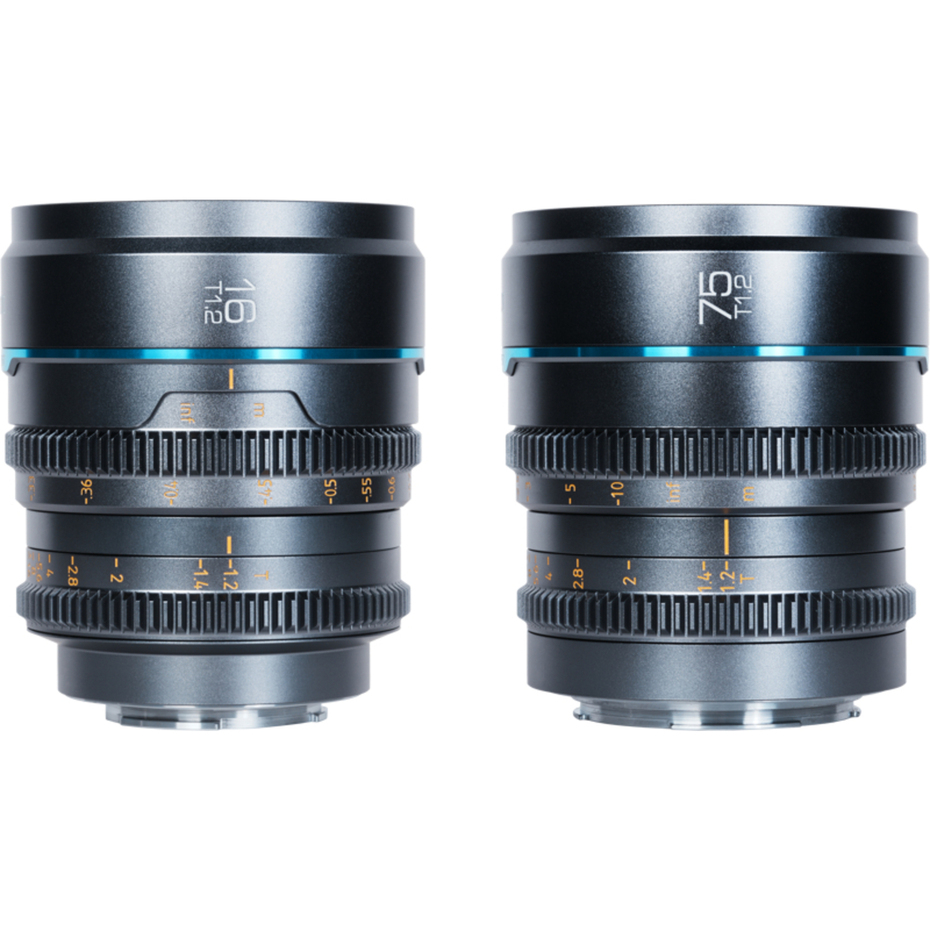 Sirui Nightwalker 16mm & 75mm T1.2 S35 MF Cine Lens Bundle (X Mount) - Grey