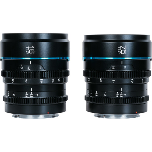 Sirui Nightwalker 16mm & 75mm T1.2 S35 MF Cine Lens Bundle (L Mount) - Black