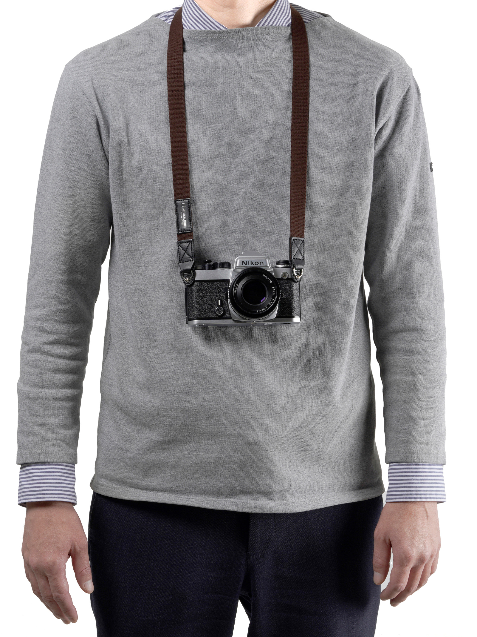 ACAM-102A Slim and Soft Cloth Camera Strap (S) - Brown