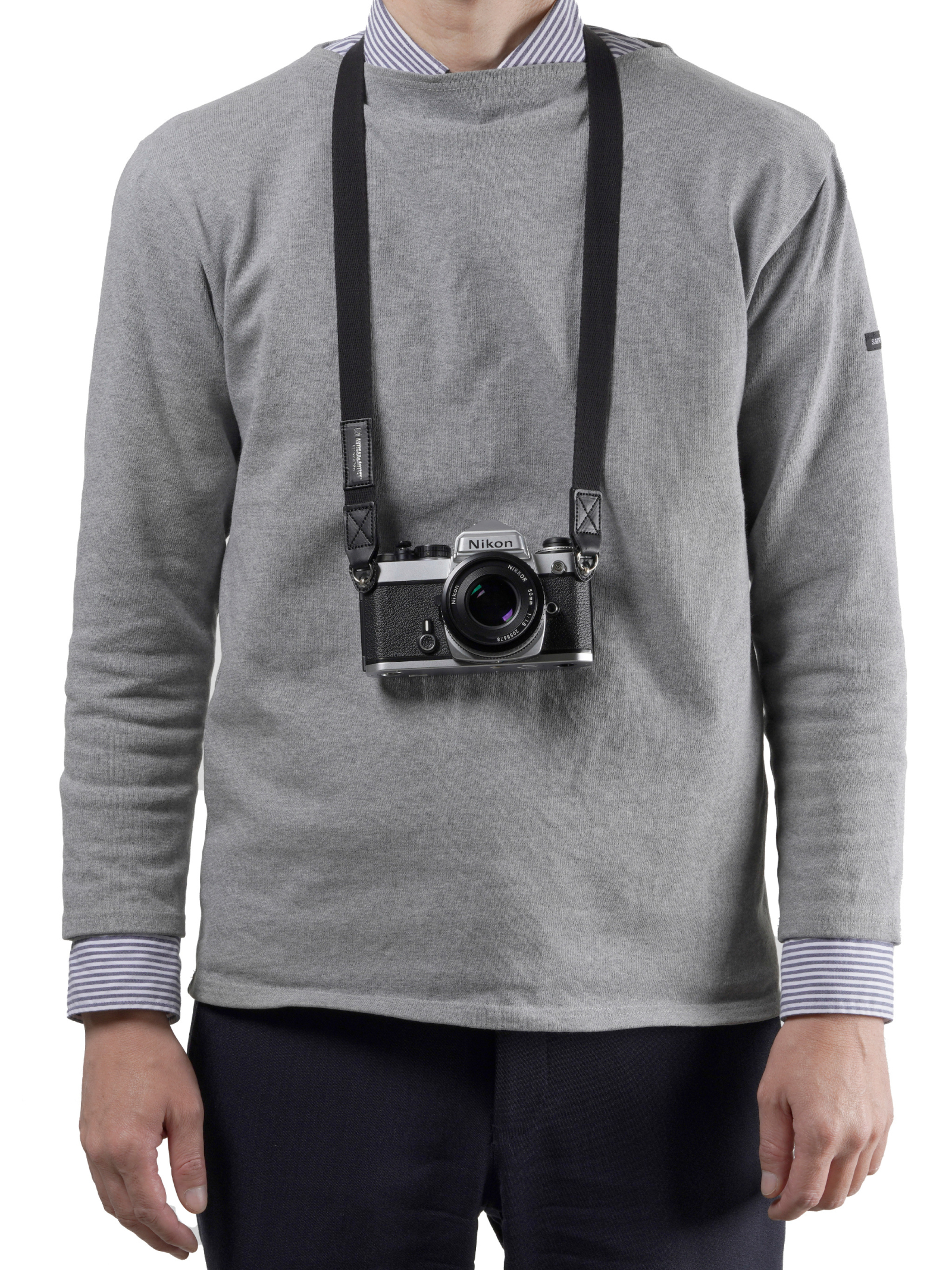 ACAM-102A Slim and Soft Cloth Camera Strap (S) - Black