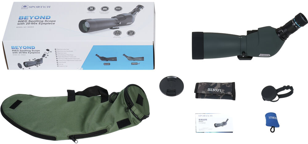 Spotting Scope with 20x to 60x Magnification, Green