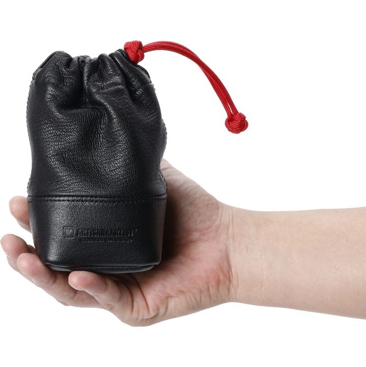 Full Leather Camera Lens Pouch - Black (M)