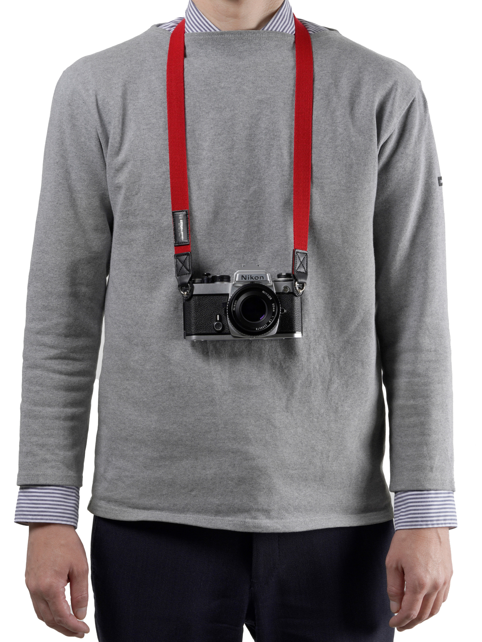 ACAM-102A Slim and Soft Cloth Camera Strap (S) - Red