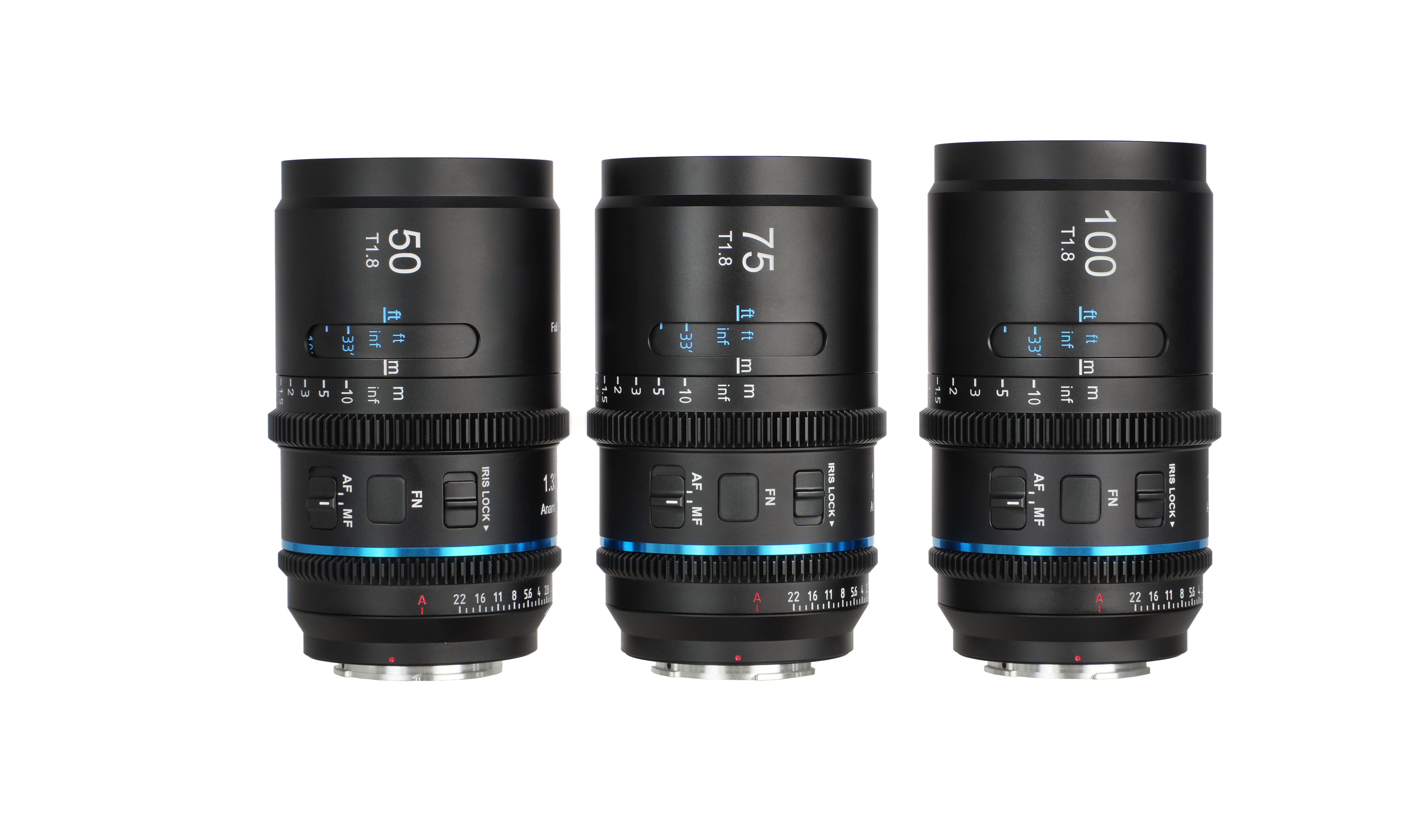 Sirui Astra 50/75/100mm AF FF Anamorphic Bundle (Z mount)-Blue Flare