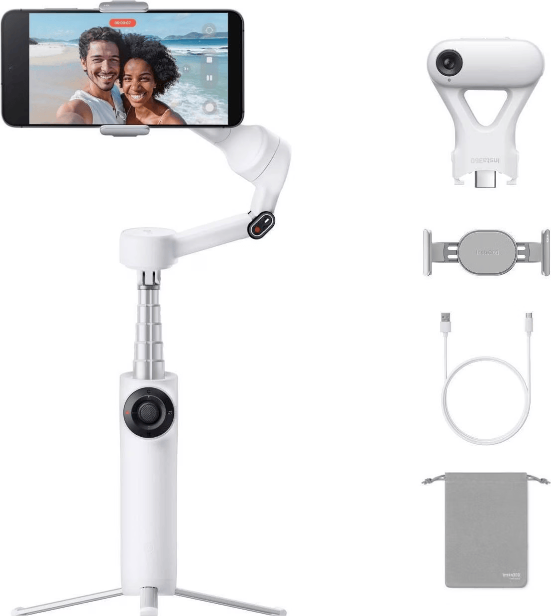 Insta360 Flow 2 AI Tracker Bundle - Summit White