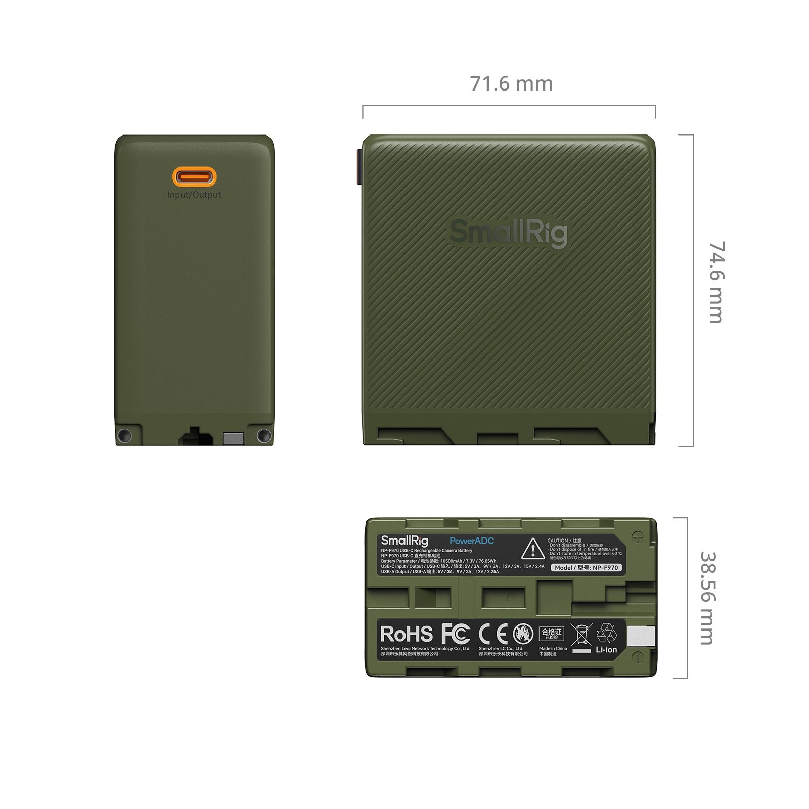 NP-F970 USB-C Rechargeable Camera Battery - Green 4577