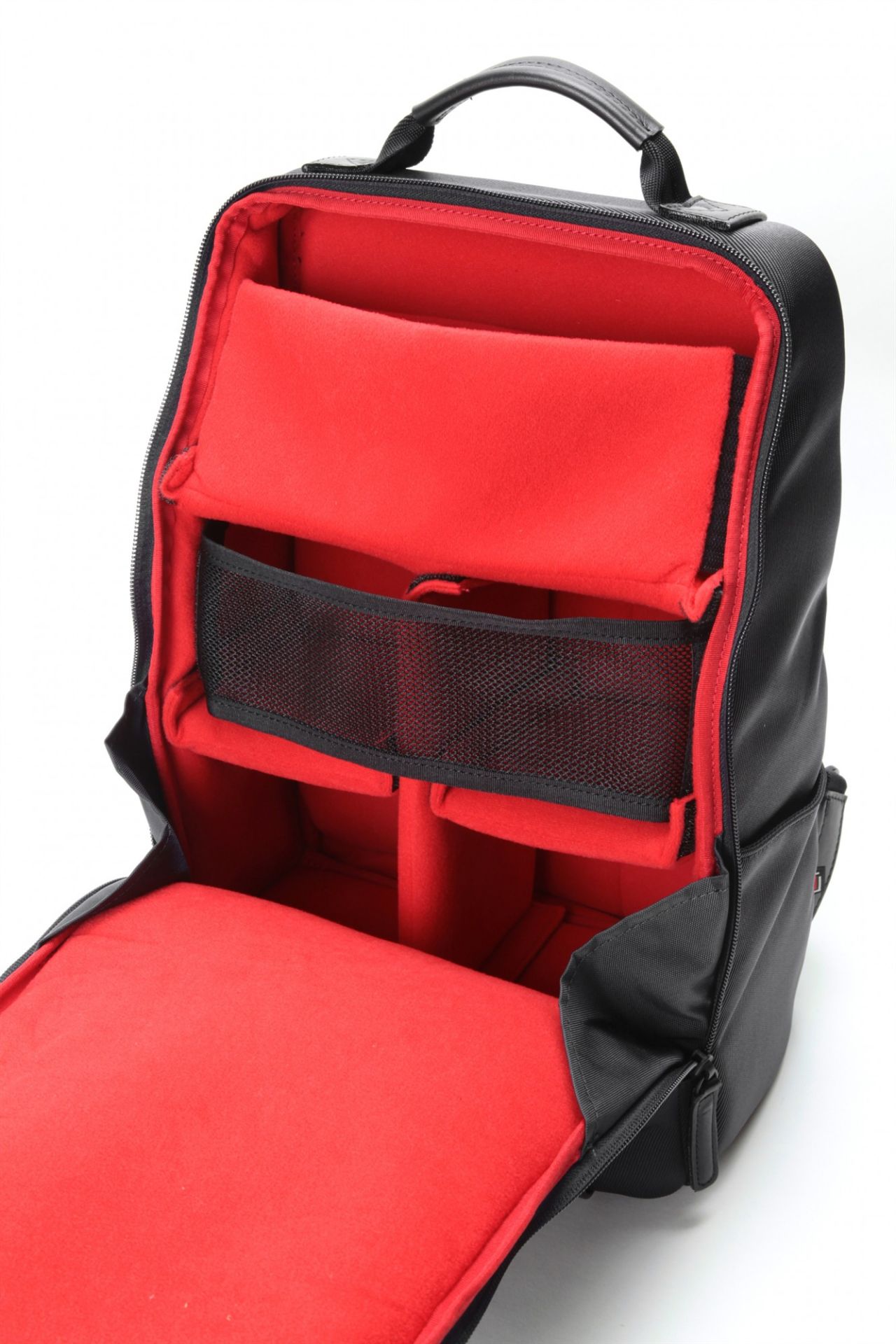 RR4-06C Leather Panel Backpack - Black