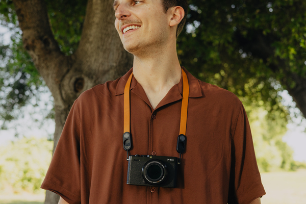 Leather Camera Strap Neck - Amber