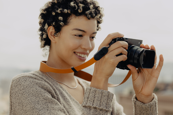 Leather Camera Strap Short - Amber