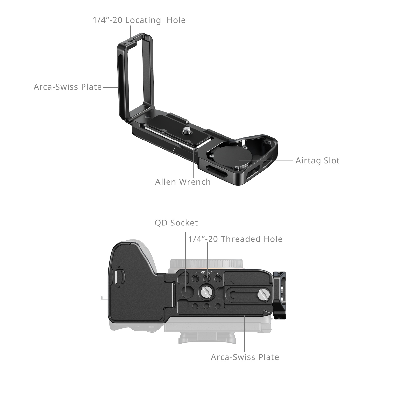 L-Shaped Mount Plate with AirTag Slot Sony Alpha 7 V / 7R V / 7 IV 6034