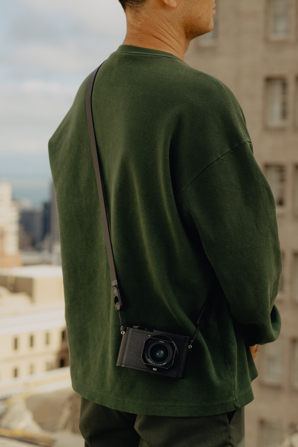 Leather Camera Strap Long - Black