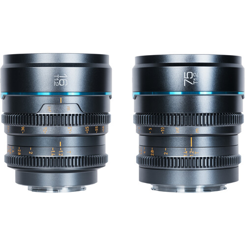 Sirui Nightwalker 16mm & 75mm T1.2 S35 MF Cine Lens Bundle (M4/3 Mount) - Grey