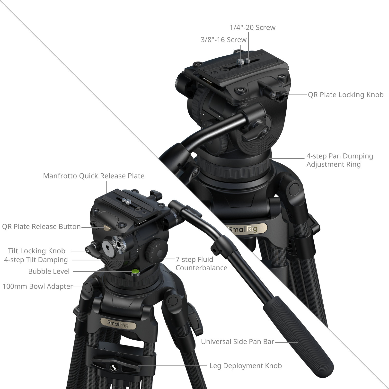 FSD18 FreeSpeed Heavy-Duty Carbon Fiber Tripod 5578